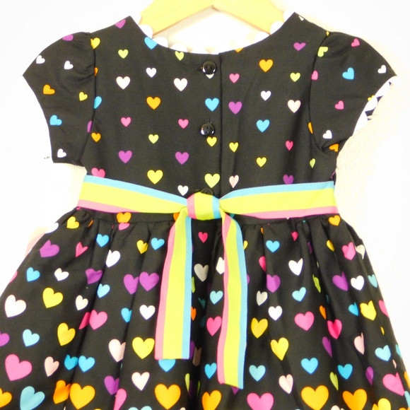 Youngland Girls 2T Heart Print A-line Poplin Dress - Picture 6 of 9